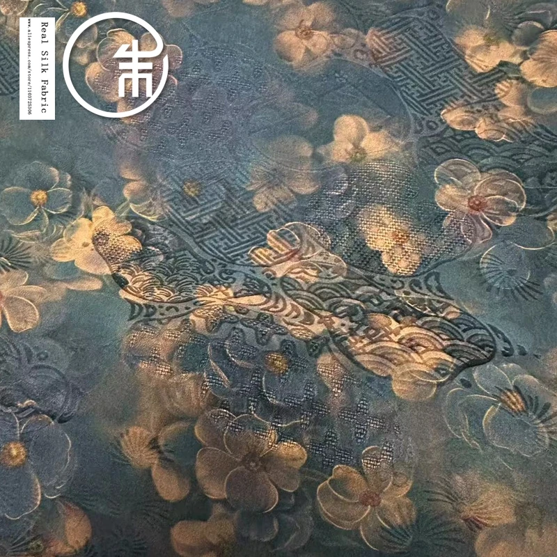 Высокое качество синий фон цветочный настоящий шелк геймпад 100% натуральный