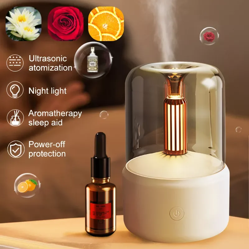 

Candlelight Aroma Diffuser LED Night Light Portable USB Air Humidifier Cool Mist Maker Fogger 8-12 Hours New