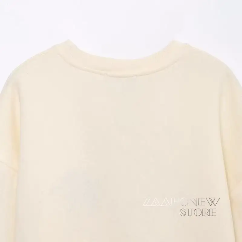 ZAAHONEW 2022 Autumn Women Fashion Leisure Embroidery Sweatshirt Female Loose Crew Neck Long Sleeves All-match Top Pullover   