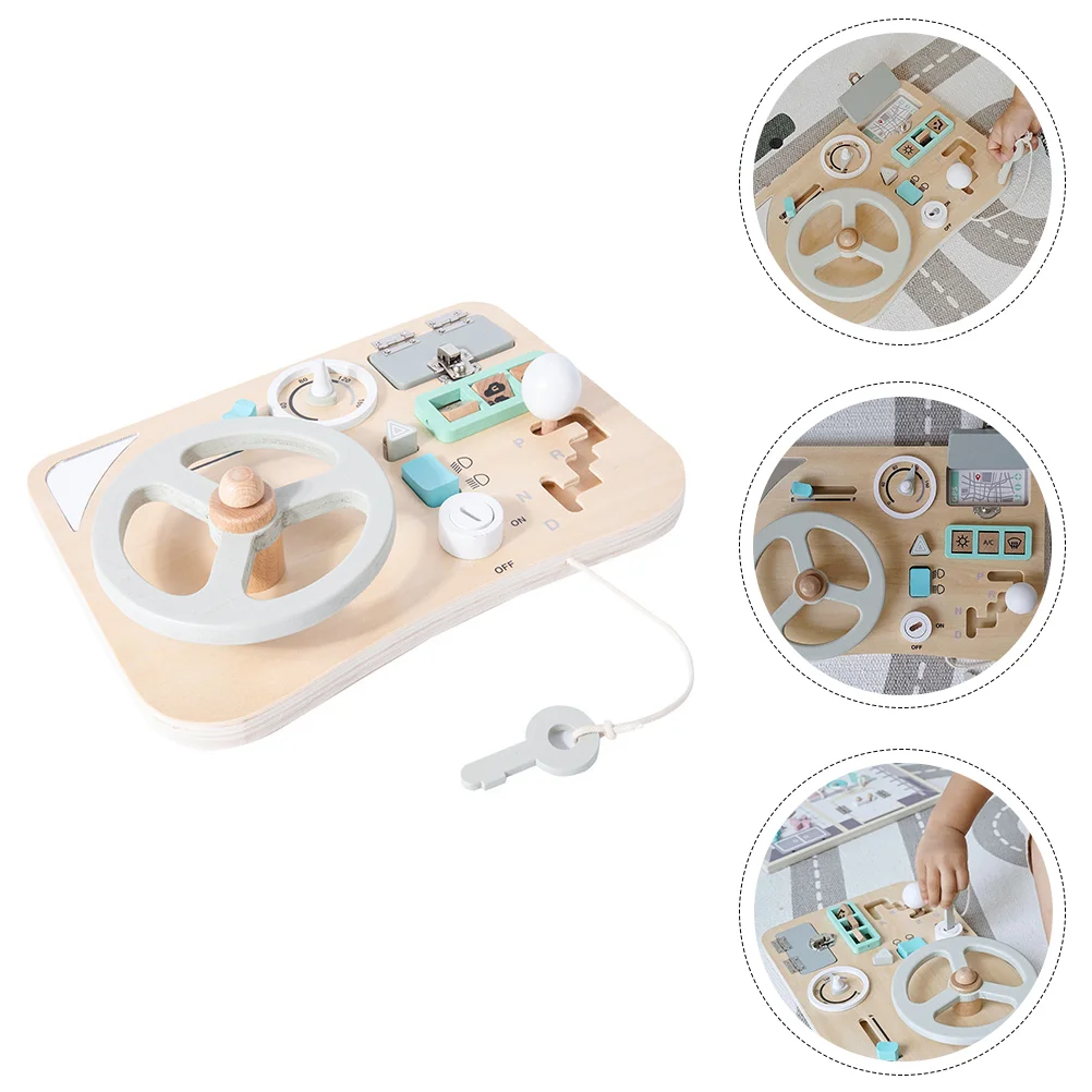 

Simulation Steering Wheel Fake Learning Driving Toys Kids Playset Educational Plaything Wooden Car