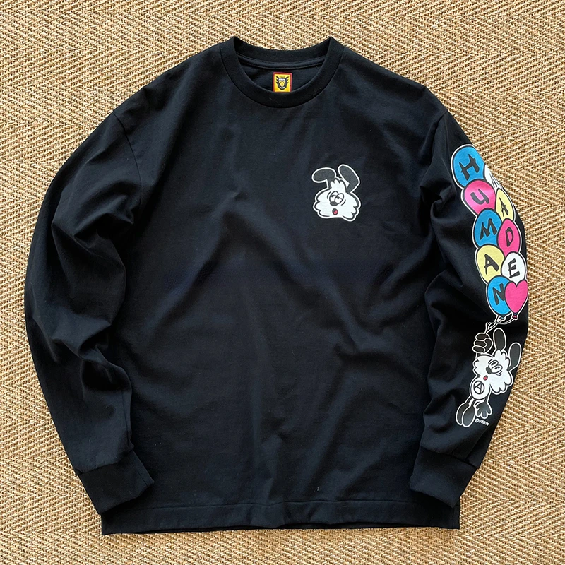 

HUMAN MADE Pullover Men Women 1:1 Cartoon Print Cotton Human Made Oversize Long Sleeve Tee
