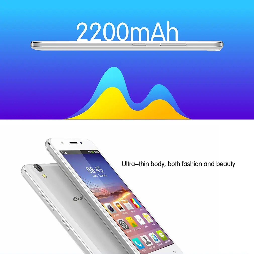 

Super Thin Gretel G1 5.0 Inch HD IPS Screen Display Dual SIM Card Dual Standby Smart Phone 1+8GB 3G Phone For Android