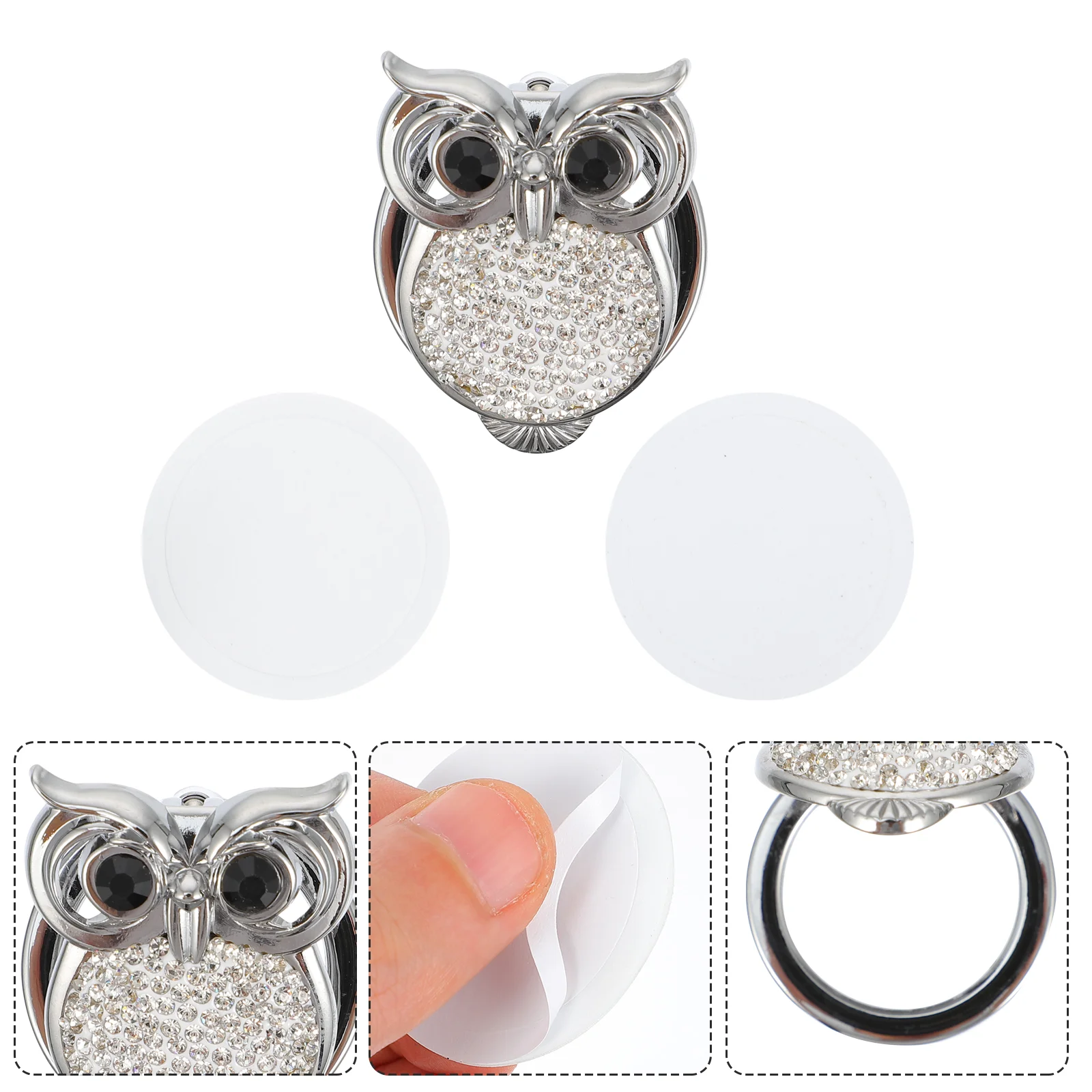 

1pc Sturdy Chic Car Rhinestone Decor Auto Interior Accessory Push To Start Button Cover