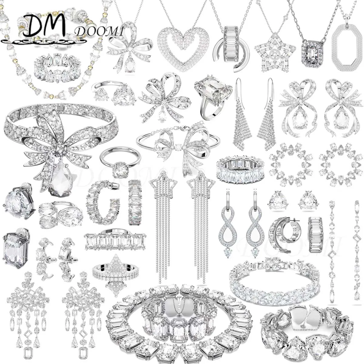 

SWA 2023 Fine Jewelry Sets Original Charming Luxury White Series Austrian Crystal High Quality Necklaces Ring Earrings For Women