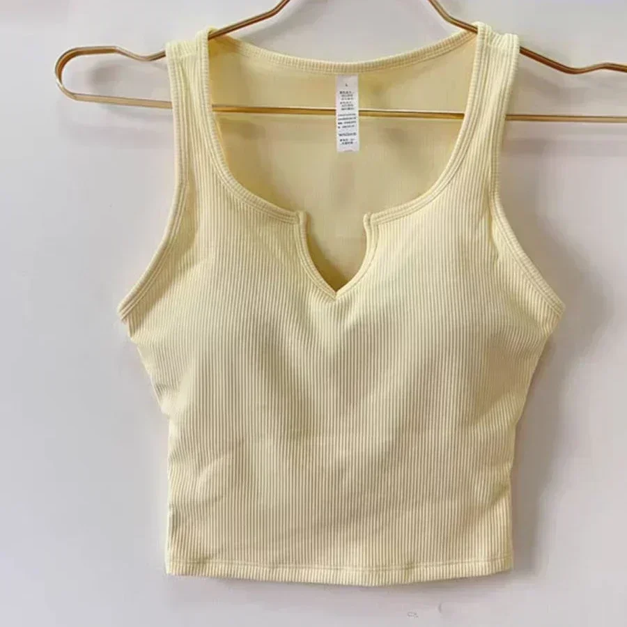 Лимоновый спортивный бюстгальтер укороченный топ женский жилет для фитнеса