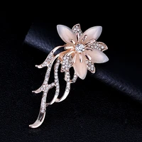 tulx opal stone flower brooches gold color rhinestone bouquet brooch pin jewelry gift temperament suit clothing accessories