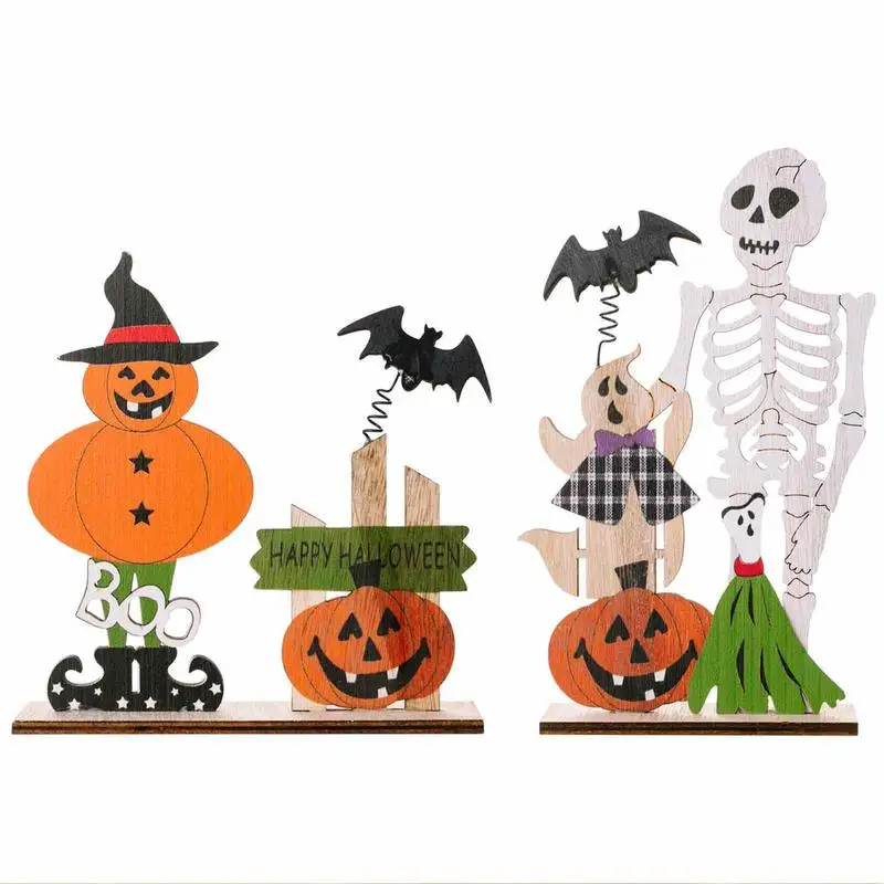 

Halloween Pumpkin Skeleton Wooden Halloween Pumpkin Decoration Ornament Outdoor Garden Decoration Wood Craft