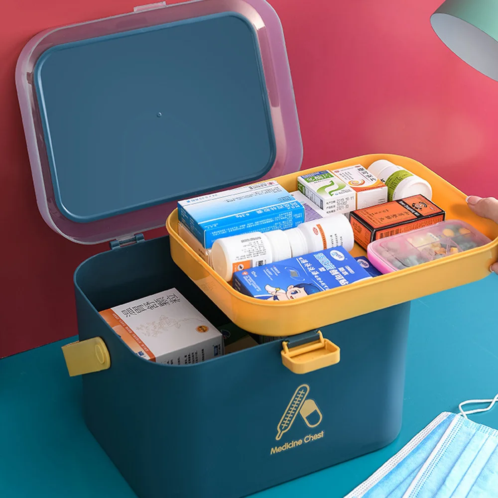 

Multi-functional Emergency Pills Case Portable Chest First Aid Kit Container Household Plastic Medicine Organizer Storage Box