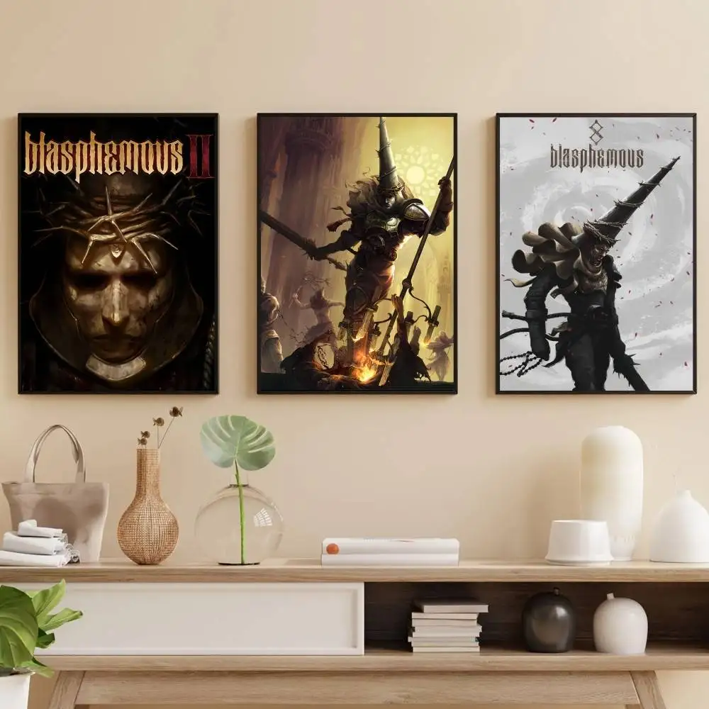 Фото B-Blasphemous 2 Game Poster Self-adhesive Art Waterproof Paper Sticker Coffee House Bar Room №1