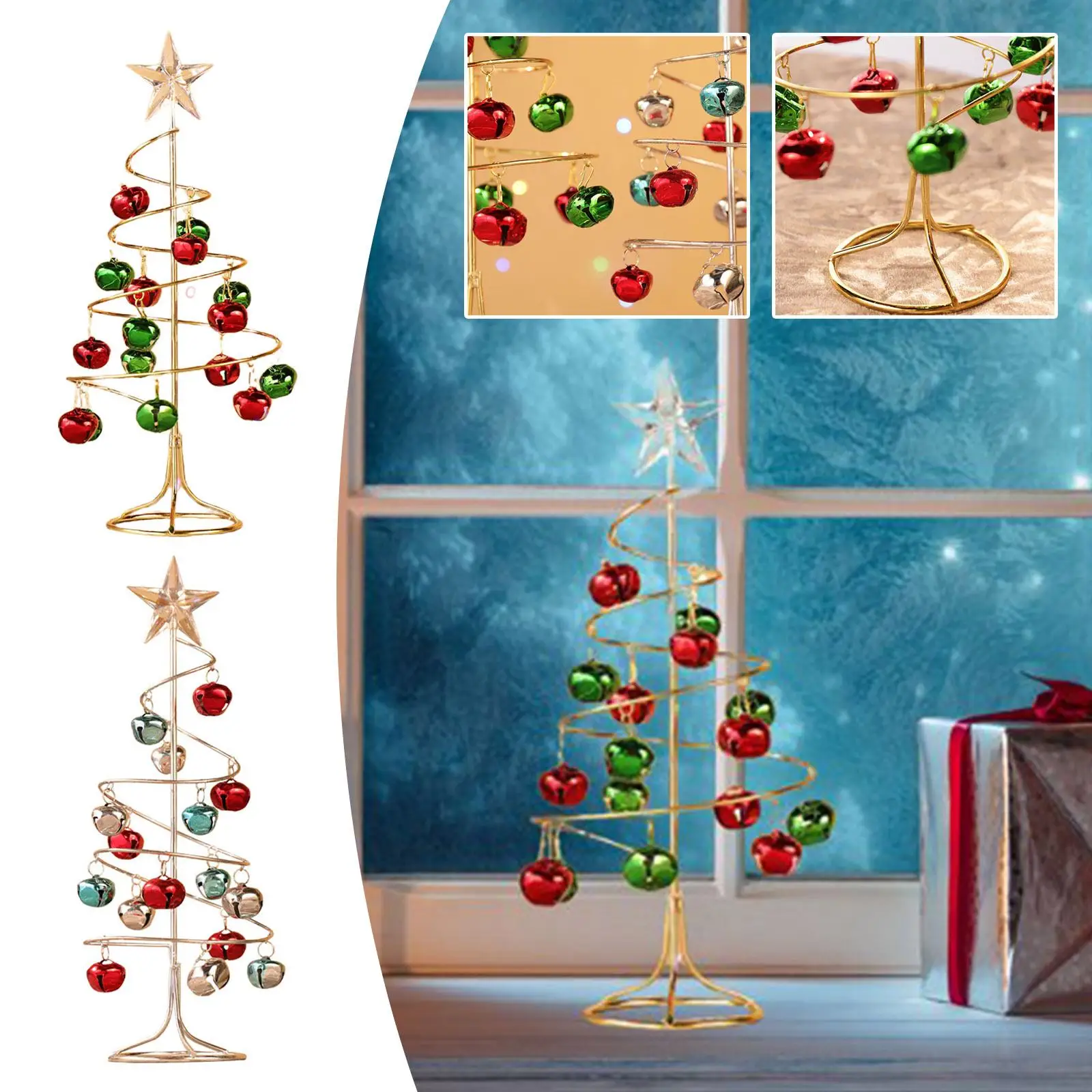 

Рождественское украшение, качественная железная спиральная Рождественская елка 9,8*26,5 см с колокольчиком, железная скульптура дружбы, скуль...