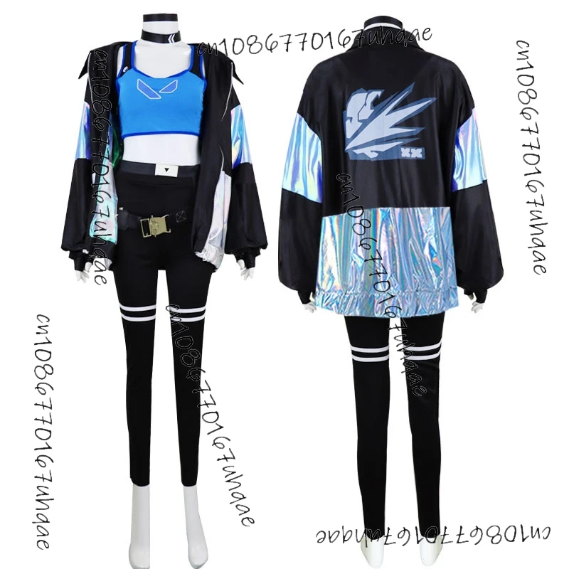 Jett Косплей Девушка Игра VALORANT Cos Костюм Лазерная Куртка Женское Пальто Парик Опора