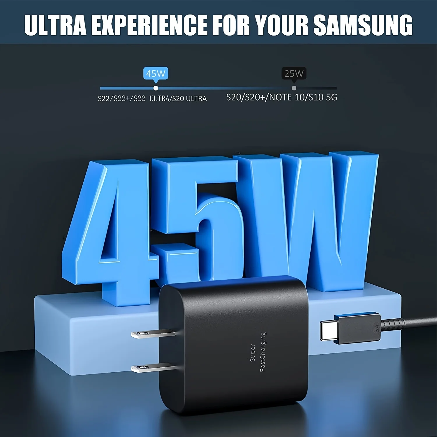 

45W Super Fast Charger Type C,USB-C Wall Charger For Samsung Galaxy S22 Ultra/S22+/S22, Note 10+/Note 20/S20/S21