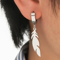 new 2022 hip hop fashion feather earrings ear clips for women girl party jewelry gifts
