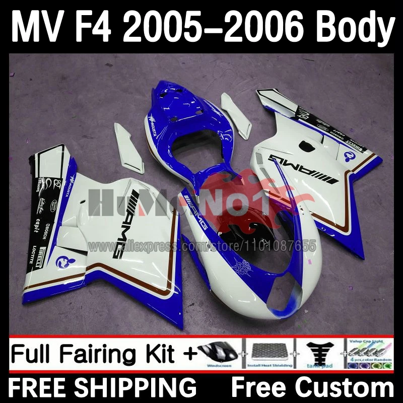 

Fairings For MV Agusta F4 R312 750S 1000 R 750 1000CC 05 06 58No.76 1000R 312 1078 1+1 MA MV F4 2005 2006 Body Kit blue white