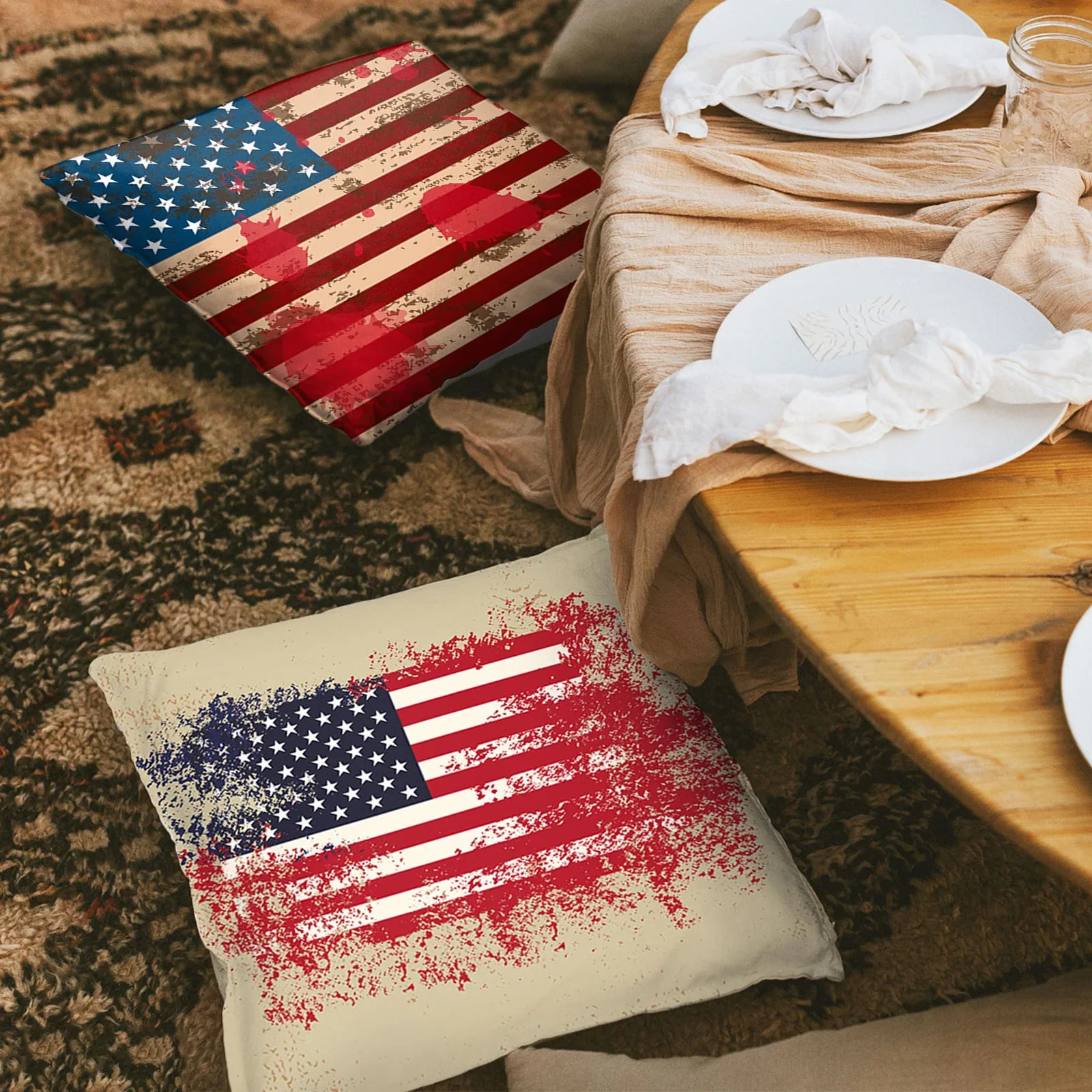 

Independence Day Peach Skin Pillowcase Cushion Print Pillowcase Hug Sofa Pillowcase Pillowcase