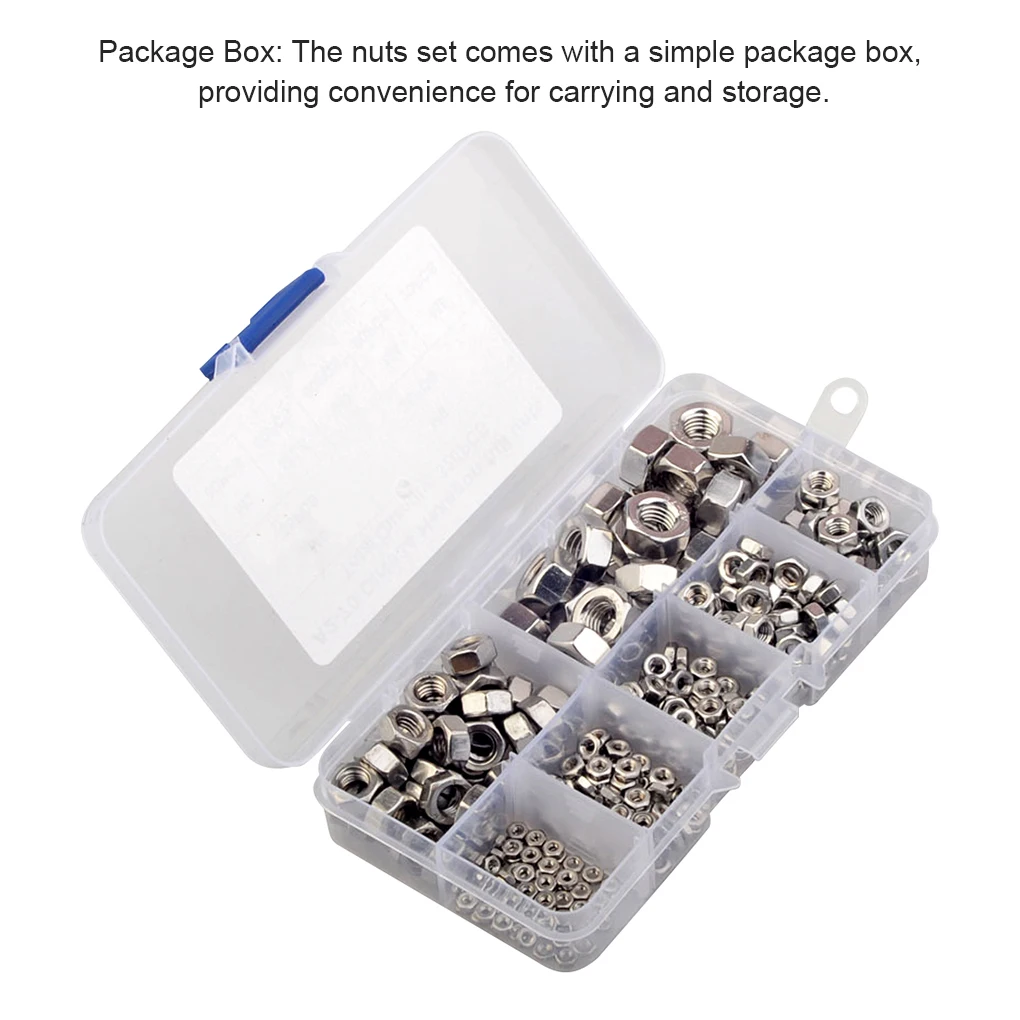 

320 Pieces Locking Nuts Stainless Steel Locknuts Parts Fixing Accessory