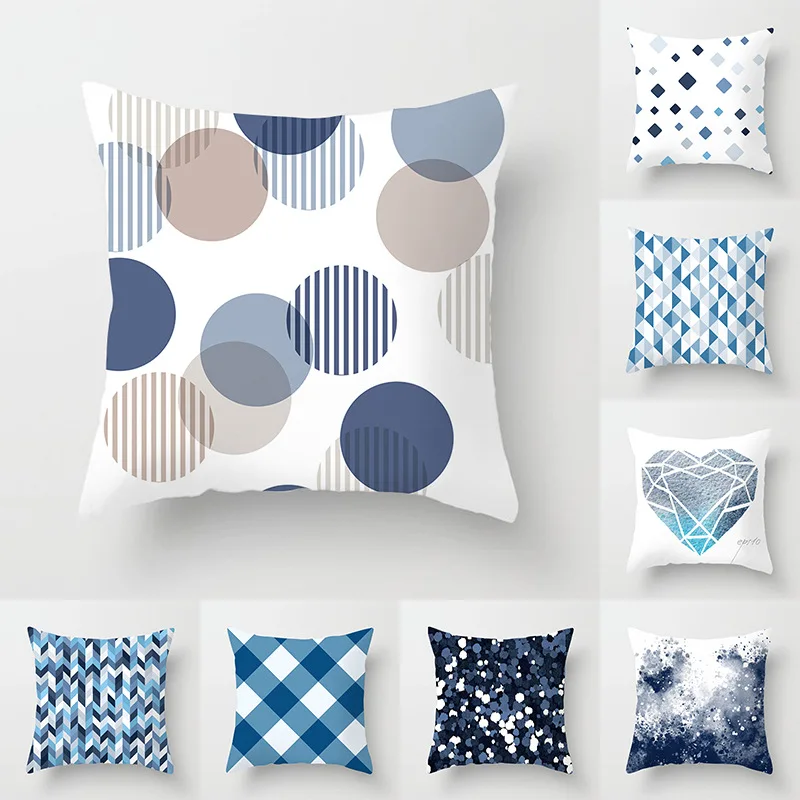 

Polyester Pillowcase Decorative Sofa Cushions Pillowcover Home Decor Soft Yellow Blue Pillow Cases 45x45cm