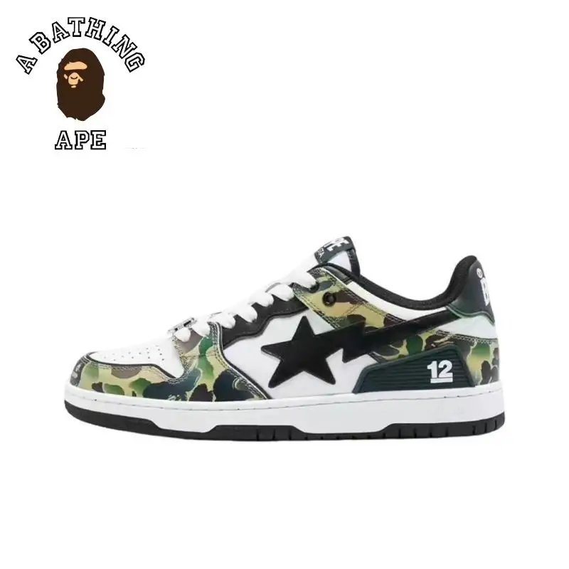 A BATCHING APE BAPESTA SK8 DUNK12 Anniversary Blue Green Camo Street Trend Vibe Low Top Casual Sports Shoes Board Shoes