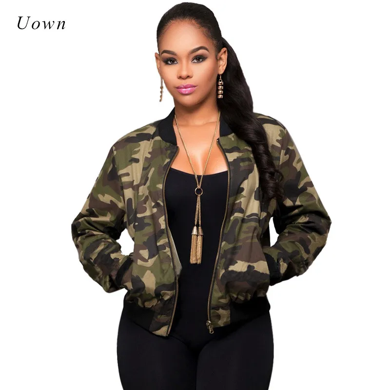 

Women Camouflage Printed Jackets 2022 Autumn Round Neck Long Sleeve Camo Baseball Jackets Basic Short Coat Bomber Jacket Outwear