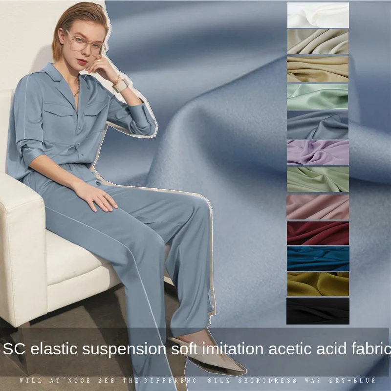 

Ткань с имитацией уксусной кислоты, однотонный матовый атлас для платьев, брюк, одежды, весна-лето, ткань для шитья, материал «сделай сам»