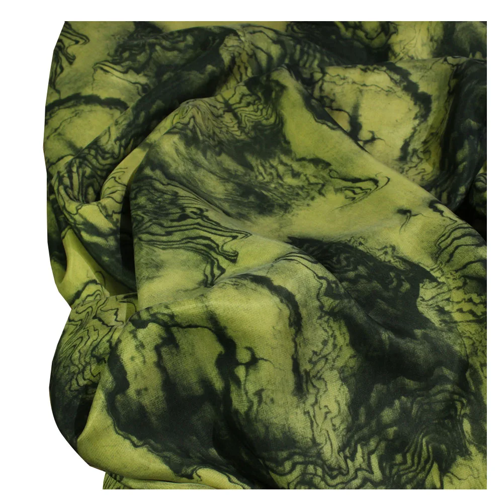 

Silk Printing and Dyeing Colorful Cloth Ink Painting Yellow Series Design Half-Length Dress Robe Clothing Fabric