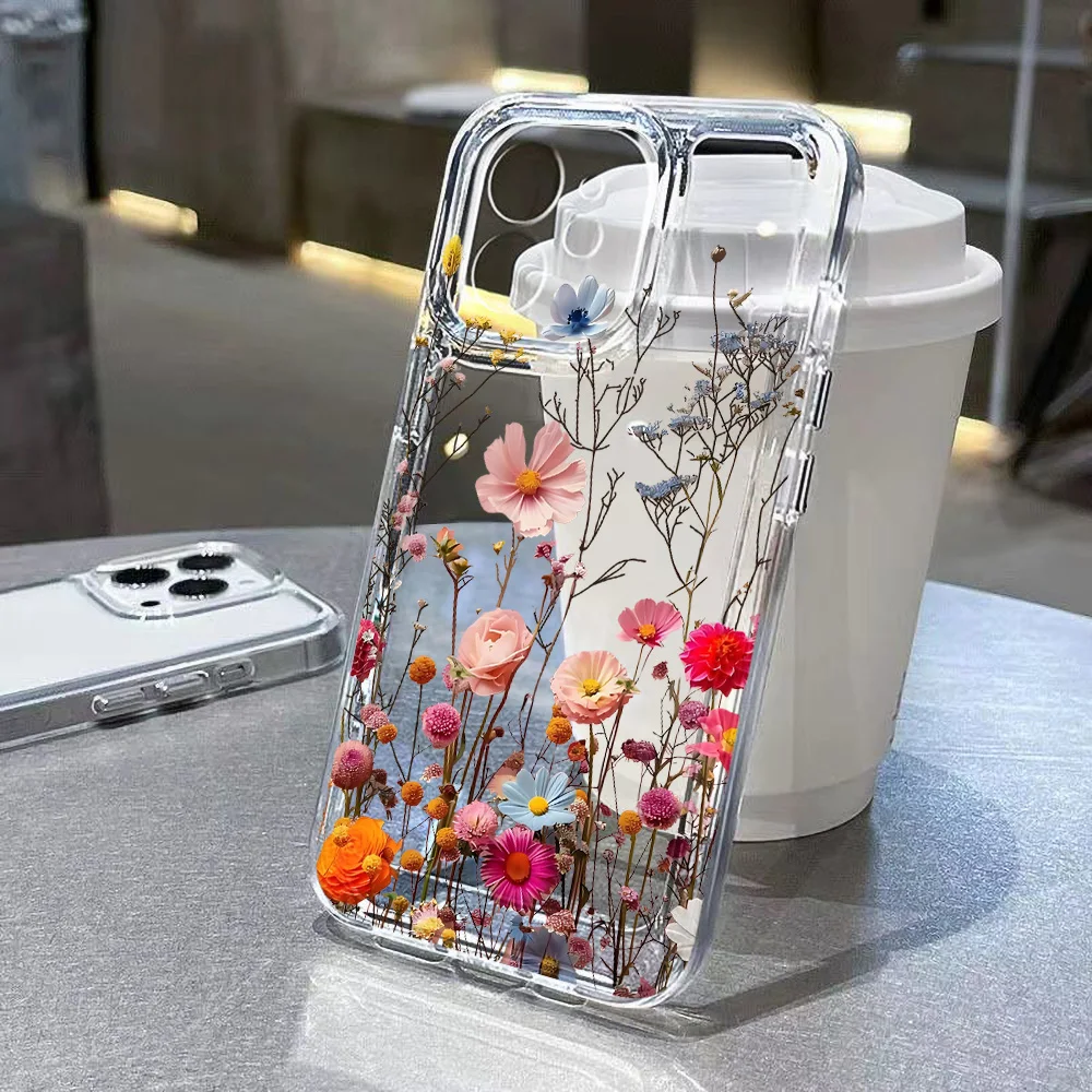 Cute Flower Clear Case For Samsung Galaxy A56 5G A36 S26 S25 Ultra S24 FE S23 Case A57 A37 A55 A54 A26 A07 A17 Shockproof Cover