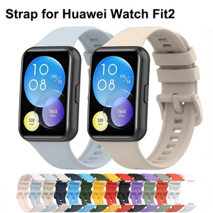 Silicone Strap for Huawei Watch Fit 2 Band Smart Wrist Watchband Metal Buckle Sport Replacement Bracelet FIT2 Accessories