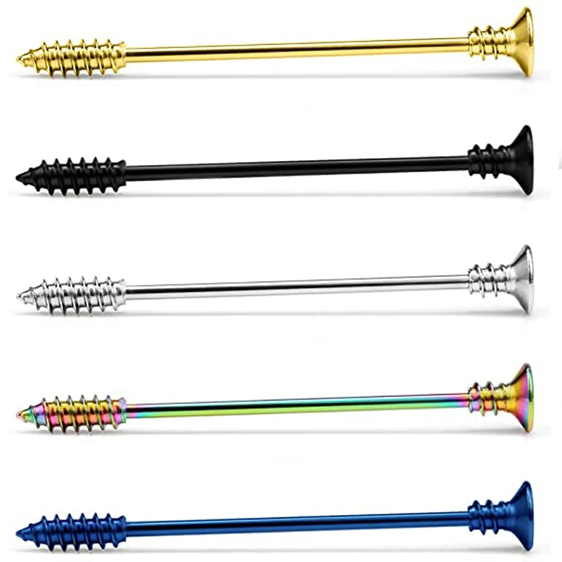 

Набор сережек-гвоздиков с винтом, 5 шт., ювелирные изделия для пирсинга на хрящевой основе (38 мм), в стиле хип-хоп, европейский стиль