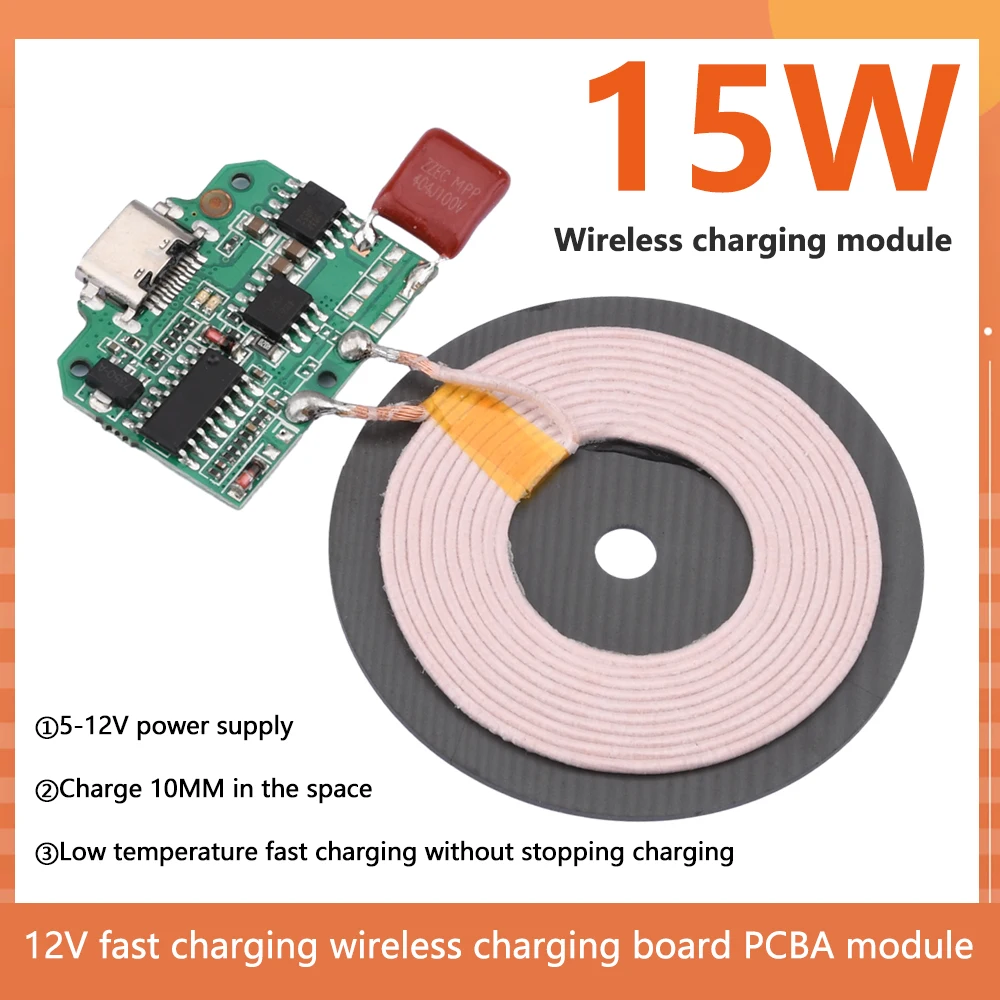 

5W 10W 15W High Power 5V 12V Fast Charging Wireless Charger Transmitter Module MICRO USB + Coil Qi Universal FOR CAR PHONE