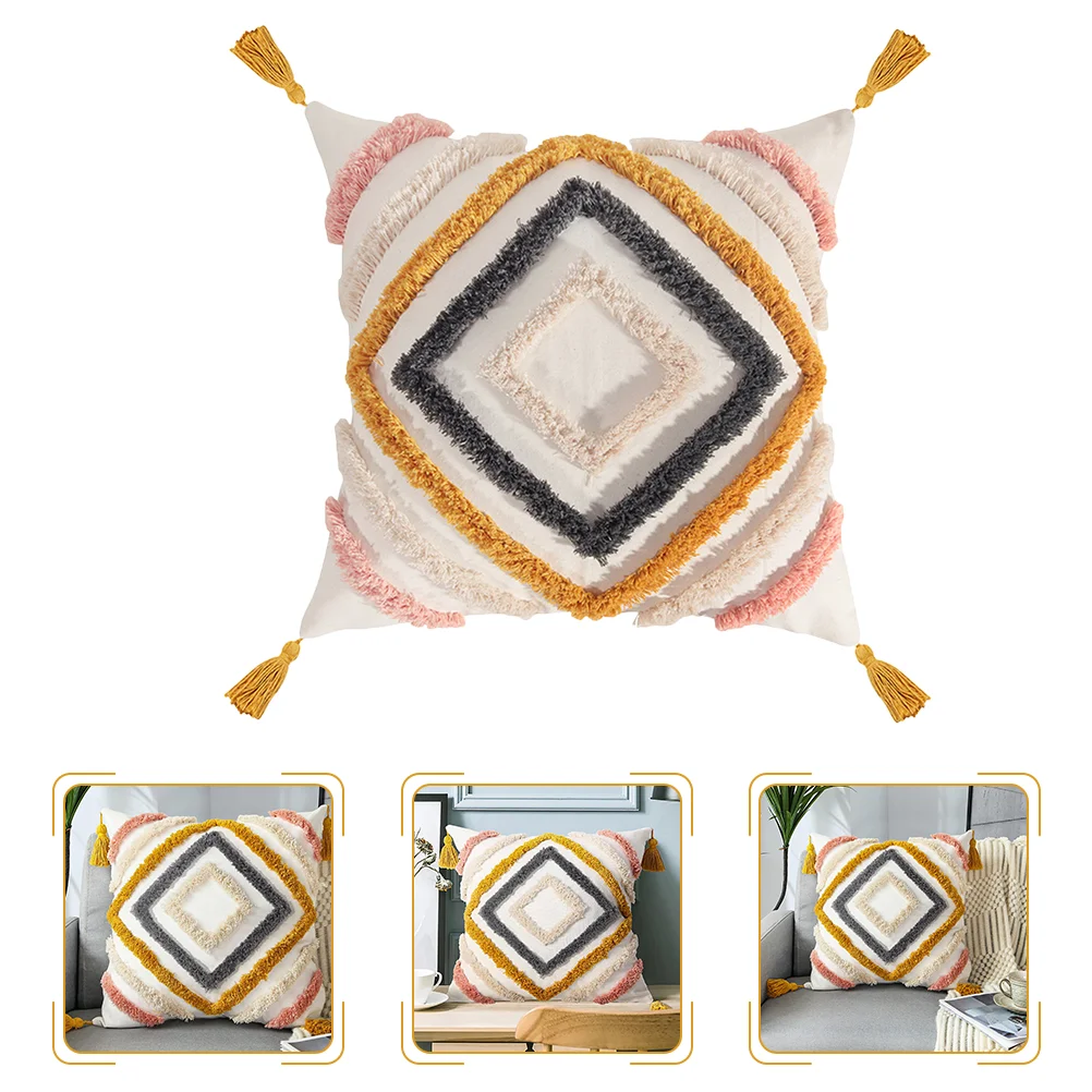 

Tufted Tassel Pillow Cover Sofa Decorative Pillowcase Durable Pillowcase