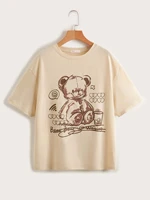 new bear and letter graphic drop shoulder tee