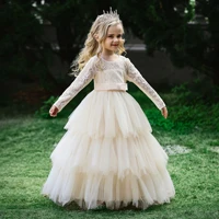 childrens flower girl dresses for weddings performance costume lace long sleeve flower girl dress chd20569