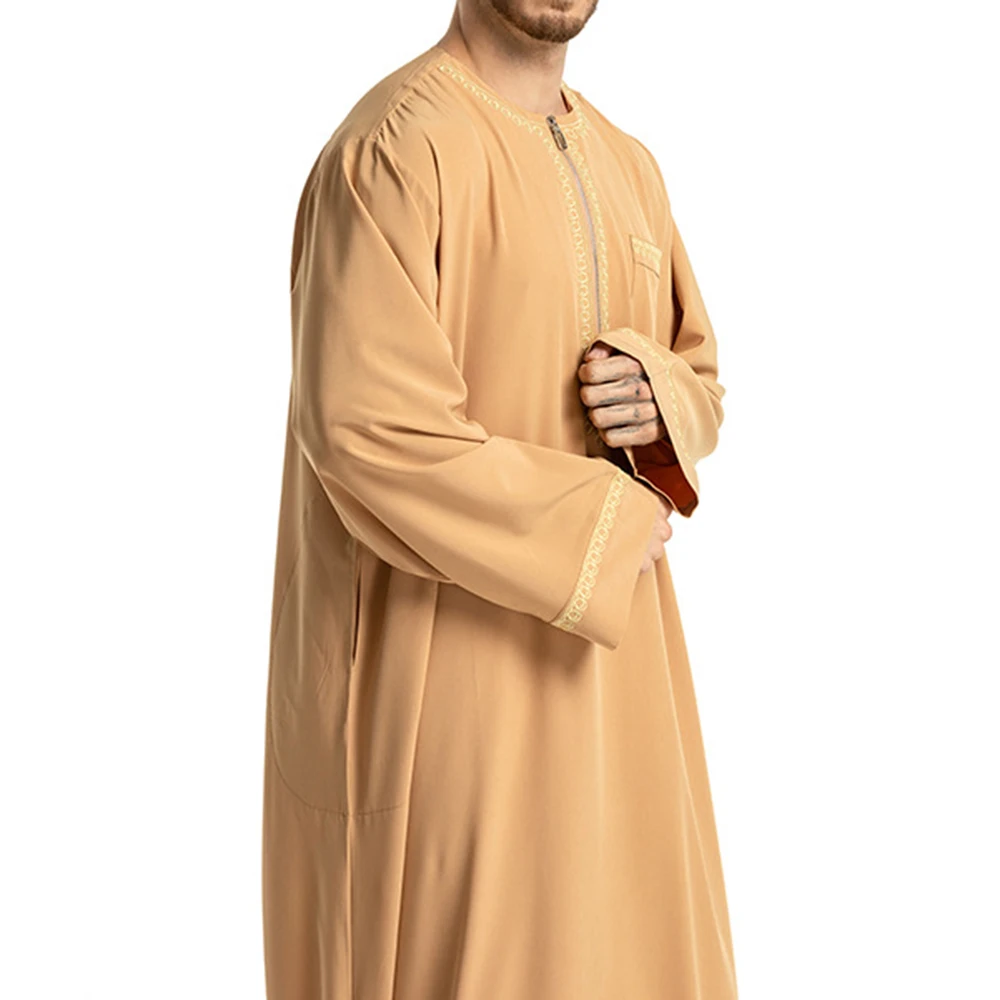 Middle Eastern Ethnic Costumes Muslim Robe Male Aristocrat Luxury Arabian Islamic Prayer Dress Long-sleeved Top Worship Service