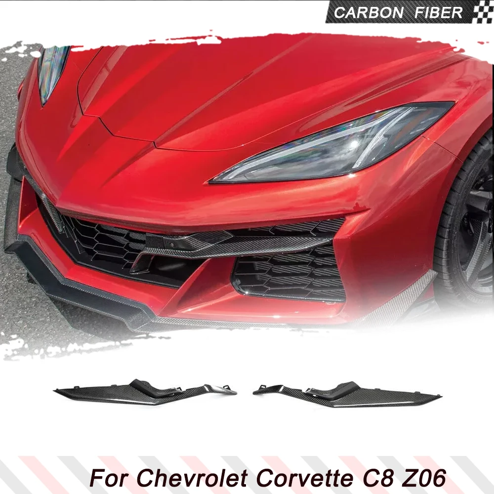 Для Chevrolet Corvette C8 Z06 2020-2024 настоящий карбоновый передний бампер сплиттер Canards