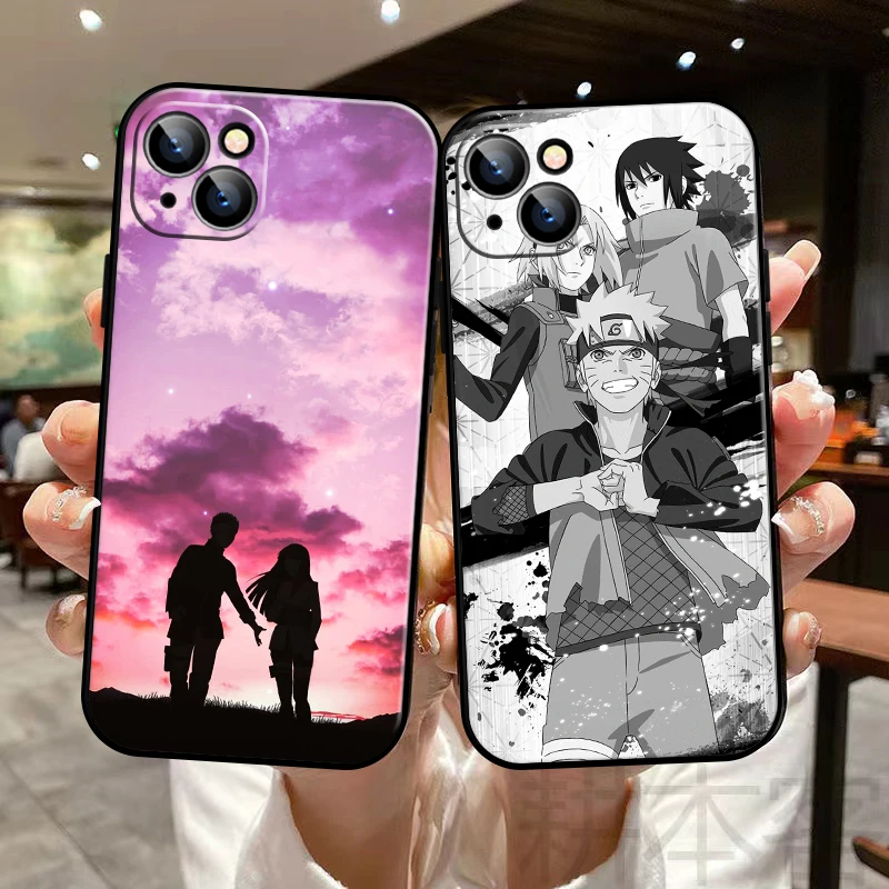 

NARUTO Anime Phone Case For Funda iPhone 13 11 Pro Max 12 Mini X XR XS Max 6 6s 7 8 Plus SE 2020 Funda Silicone Cover Black