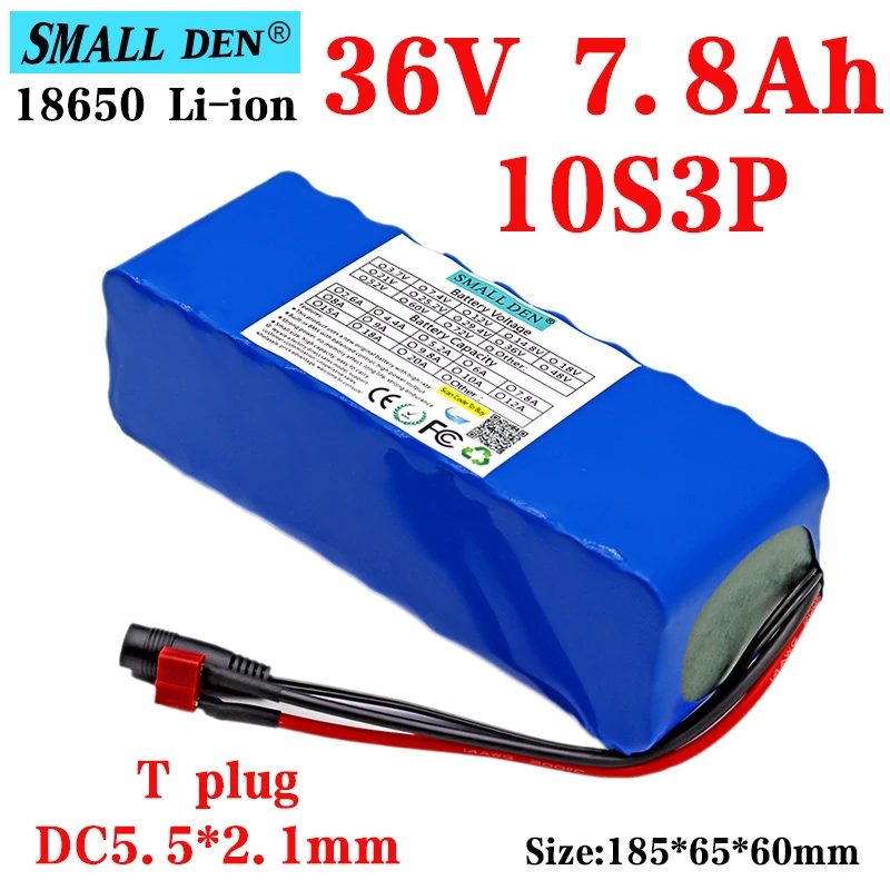 

36V 7.8Ah10S3P 18650 lithium ion battery pack 42V8Ah electric bicycle motorcycle scooter electric vehicle spare battery with BMS