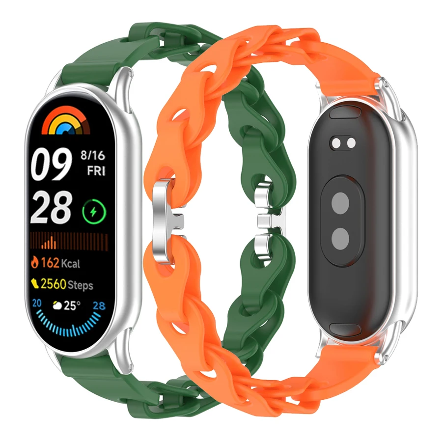Фото Полый ремешок для Xiaomi Mi Band 10 9 8, мягкий официальный силиконовый сменный ремешок для часов, браслет для Xiaomi Miband 8 9 10, ремешок №2