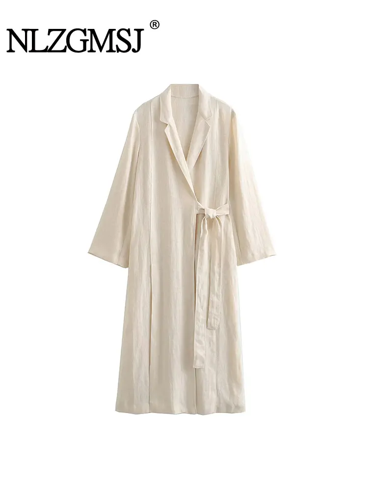 

Nlzgmsj TRAF Casual Elegant Pleated Autumn Women Fashion Robe midi Sexy slumber party Hot Ladies windbreak