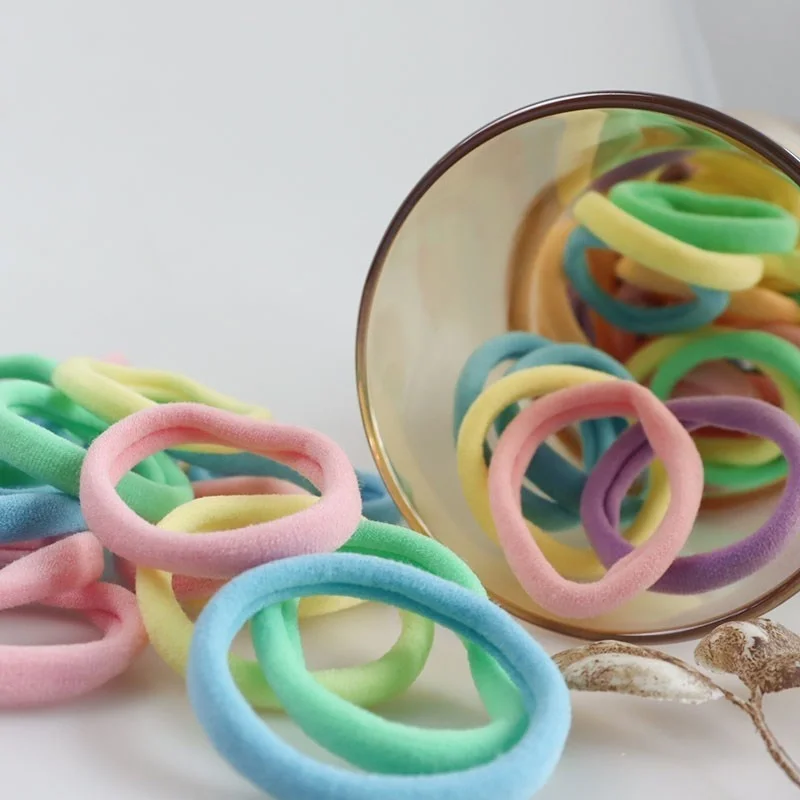 50 Pieces Set Girl Colorful Ornament Nylon Elastic Hair Bands Ponytail Hair Accessories Holder Rubber Bands Scrunchie Headband