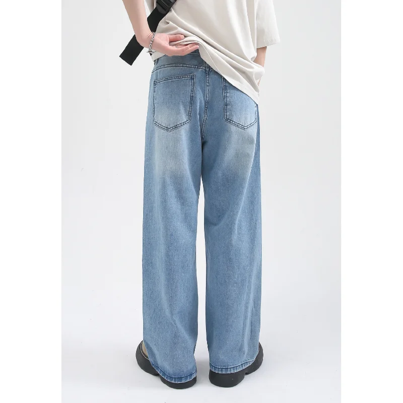 2022 New Four Seasons New Korean Version Loose Letter Hand-painted Design Jeans Men Fashion Man Pants Retro Cargo Pants Men