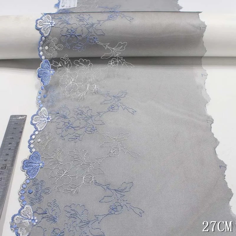 Черная сетчатая Тюлевая кружевная отделка с цветочной вышивкой, 28 ярдов, для шитья одежды, аксессуаров, бюстгальтеров, нижнего белья, платьев, одежды, мотивных тканей