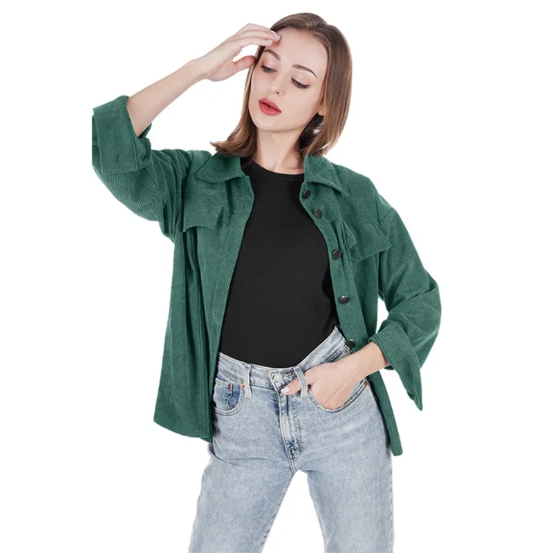 Весенне-осенняя модная Вельветовая куртка с длинным рукавом