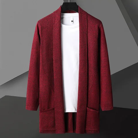 Зимняя мужская куртка, классический длинный кардиган, модная Мужская Утепленная теплая осенняя одежда в стиле Харадзюку