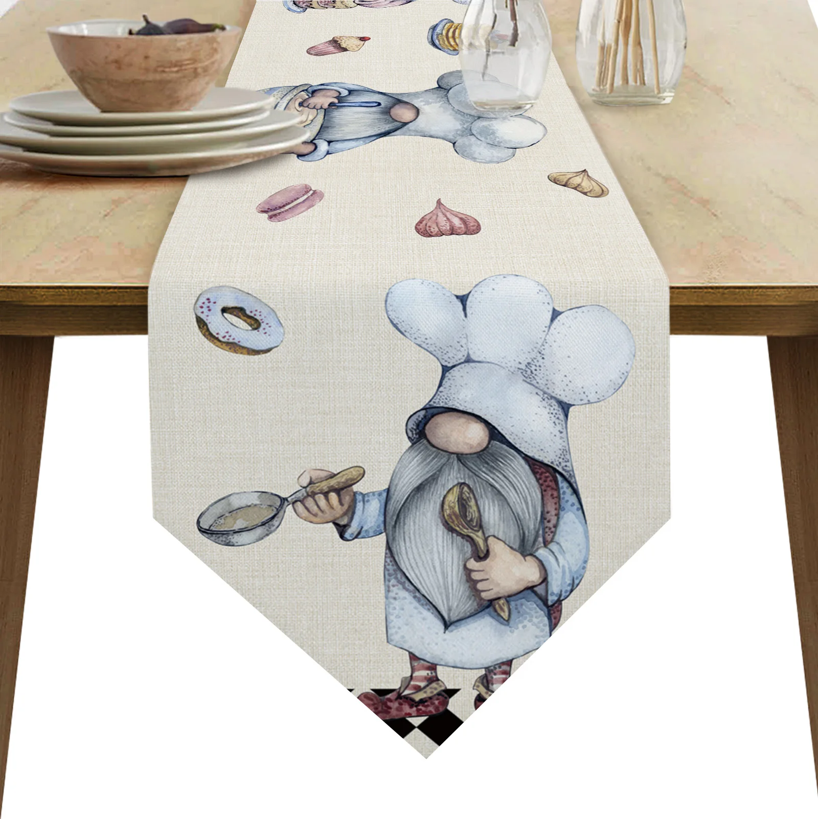

Midget Cook Dessert Table Runner Easter Party Table Decoration Tablecloth Home Kitchen Dining Tea Table Runner