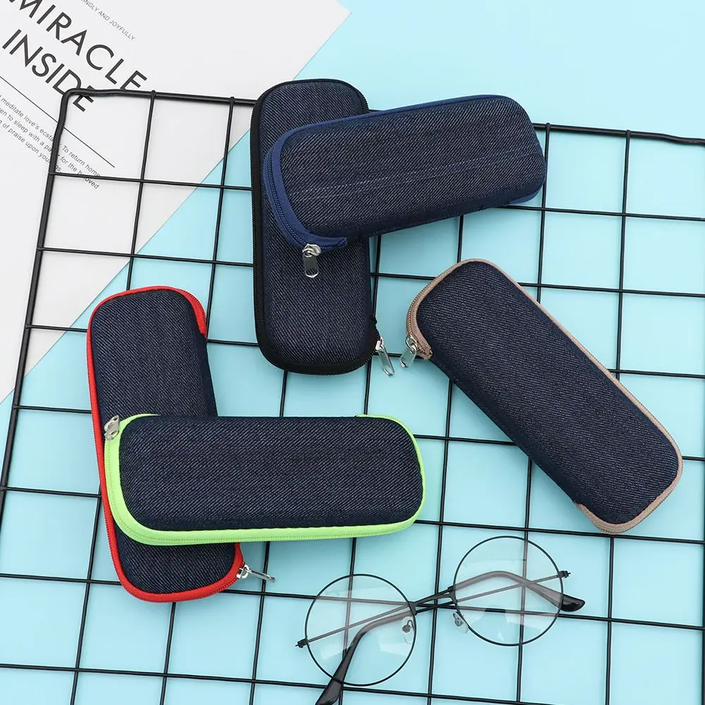

Glasses Box Denim Fabric Zipper Sunglasses Protection Crush Resistance Container