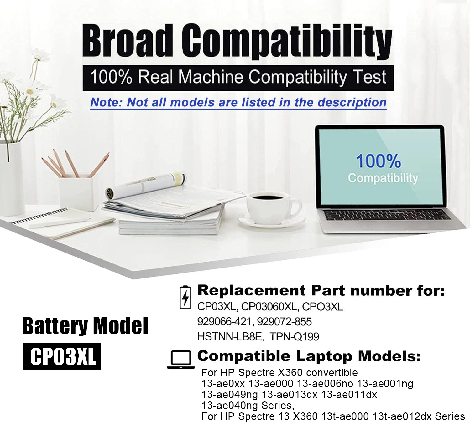 Аккумулятор LISCN 60 9 Вт/ч CP03XL для HP Spectre x360 13-ae049ng 13-ae040ng 13-ae011ur 13-ae052nr 13-ae006no 13-ae001ng HSTNN-LB8E