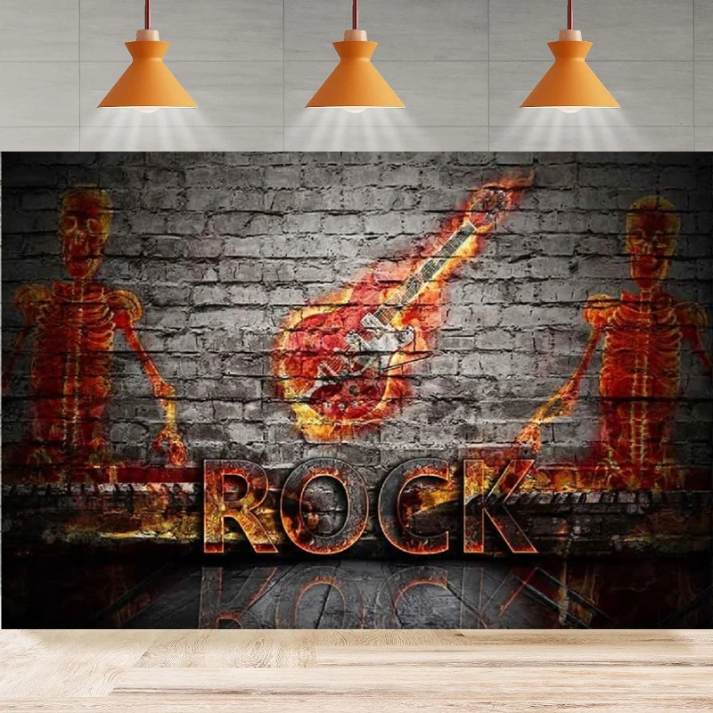 Фон для фотосъемки с изображением рок музыкальной гитары граффити черепа