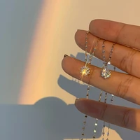 womens fashion new jewelry high quality crystal zircon round korean retro simple shiny long pendant necklace 2022