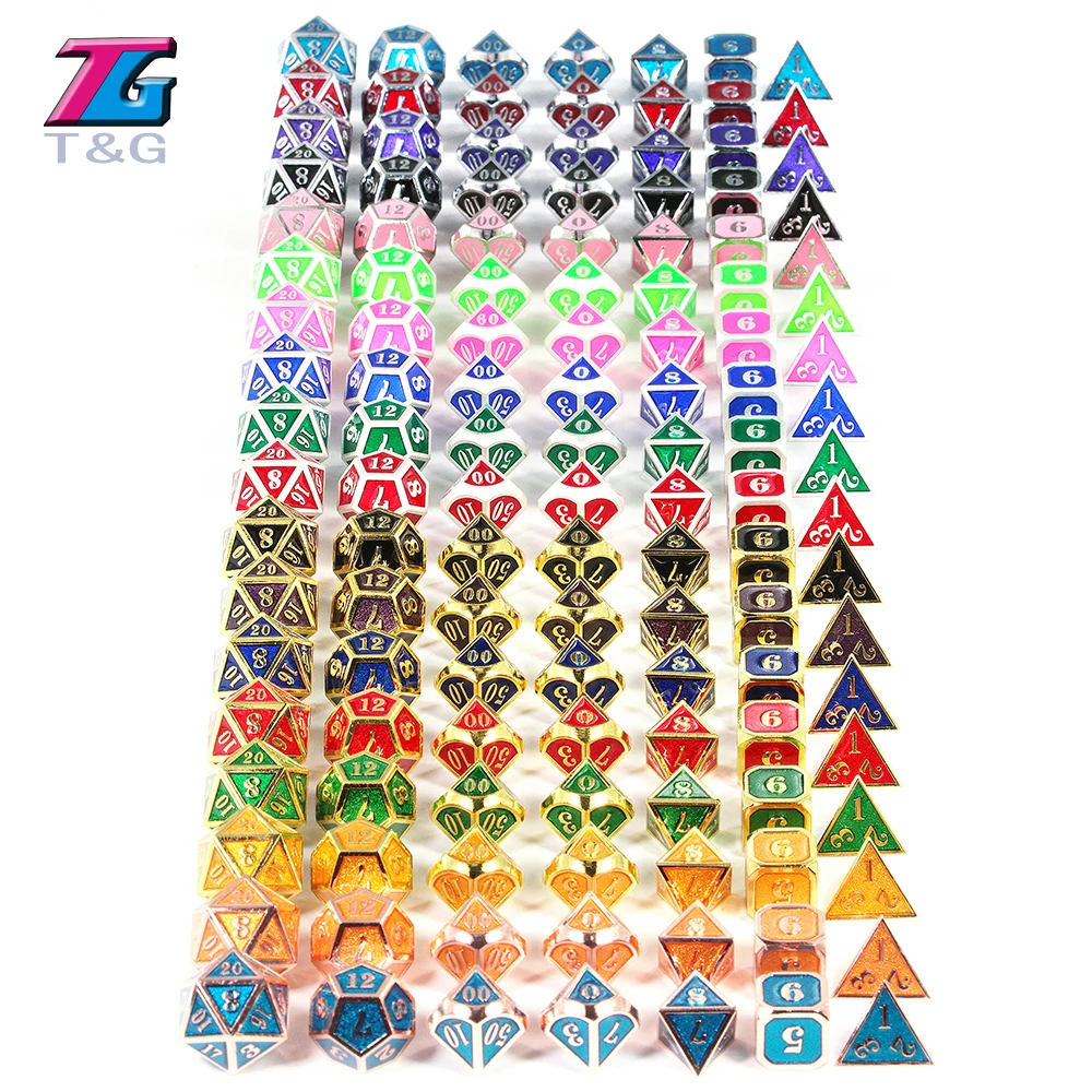 

Набор металлических мини-игральных костей DNDGame для ролевых игр + 1 шт. бархатная сумка 26 цветов D4 D6 D8 D10 D12 D20 для ролевых игр, настольная игра