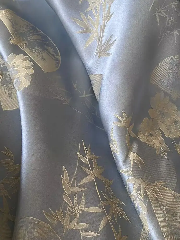 Жаккардовая атласная ткань из натурального шелка тяжелый креп-Ципао